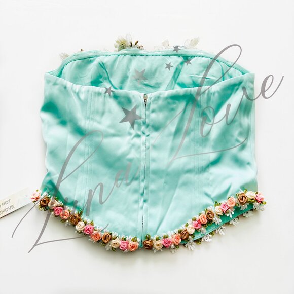 FILLYBOO Peaches & Pearls Bustier In Pastel Aqua (size S) NWT - Picture 7 of 10